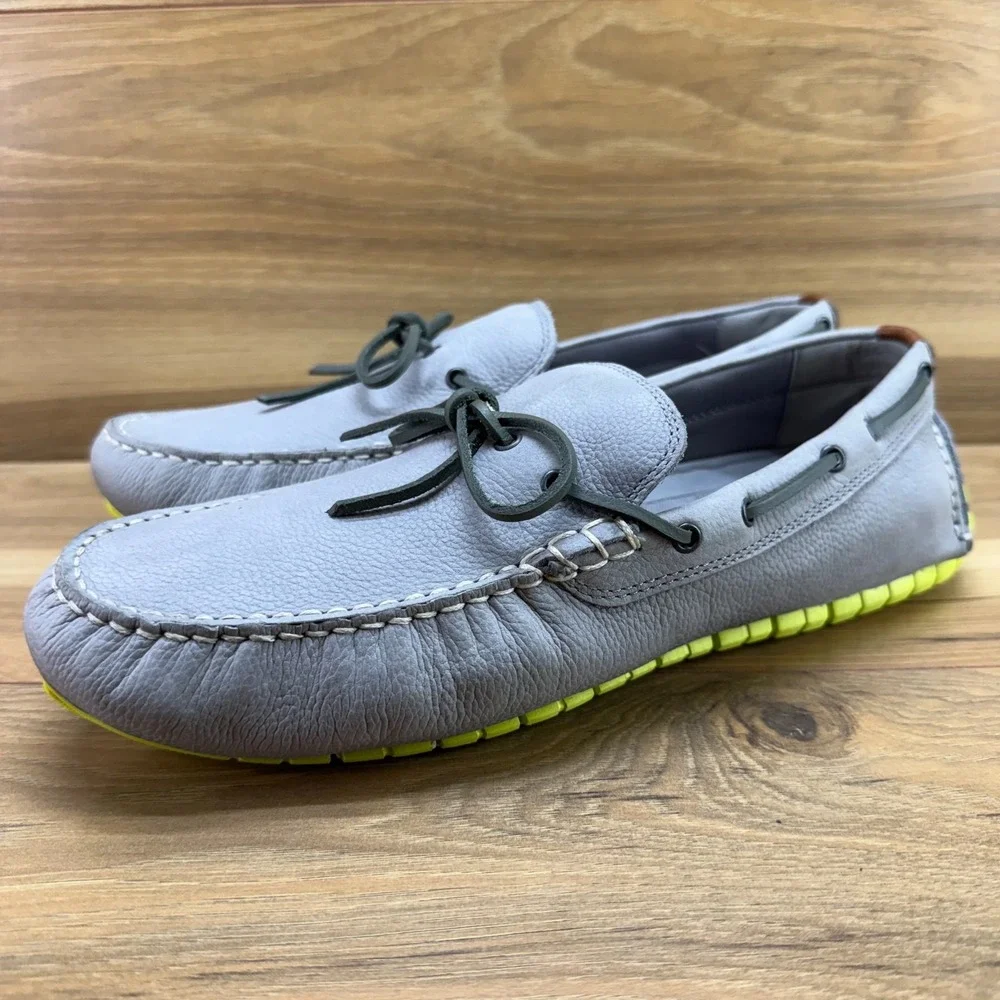 Cole Haan Zero Grand Driving Loafers Mens 10 M Gray Nubuck Leather Moc Toe Light